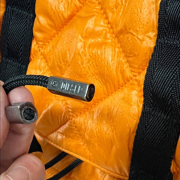 Diesel Orange Quilted Nylon Backpack with Black Hardware - Picture 12 of 12